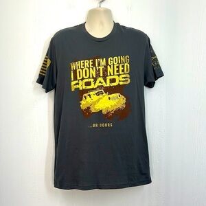 Grunt Style - Where I’m Going I Don’t Need Roads Or Doors Gray T Shirt Large